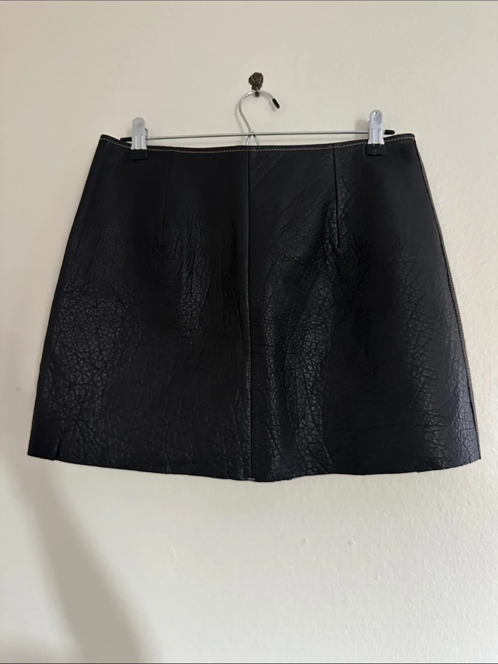 Free People Black Leather Lace-Up Mini Skirt